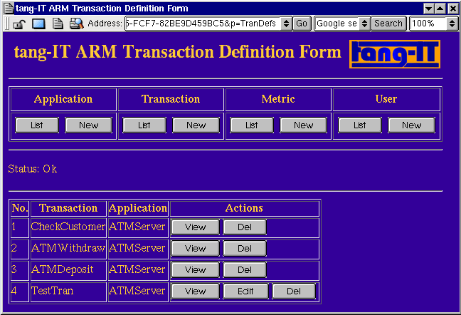 tang-IT ARM armedit.cgi - transaction definition list screenshot