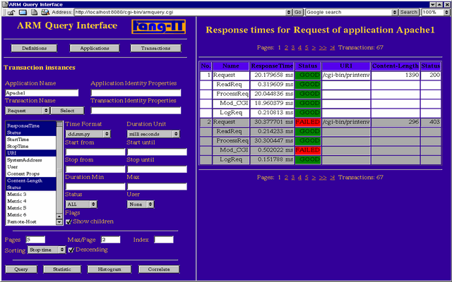 tang-IT ARM armquery.cgi - Querying transactions screenshot